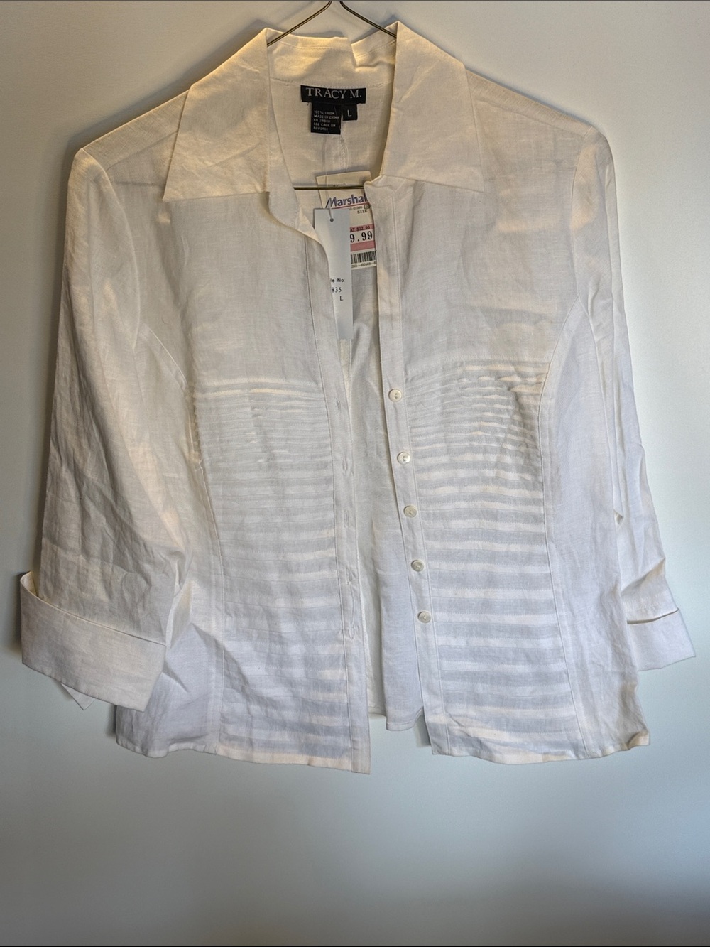 Tracy M White Woman's Lightweight Button-Down Shirt Size: L
